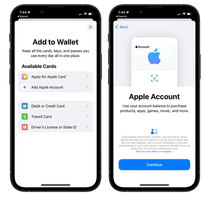 桑珠孜苹果手机维修分享iOS 15.5钱包App如何添加 Apple 账户 